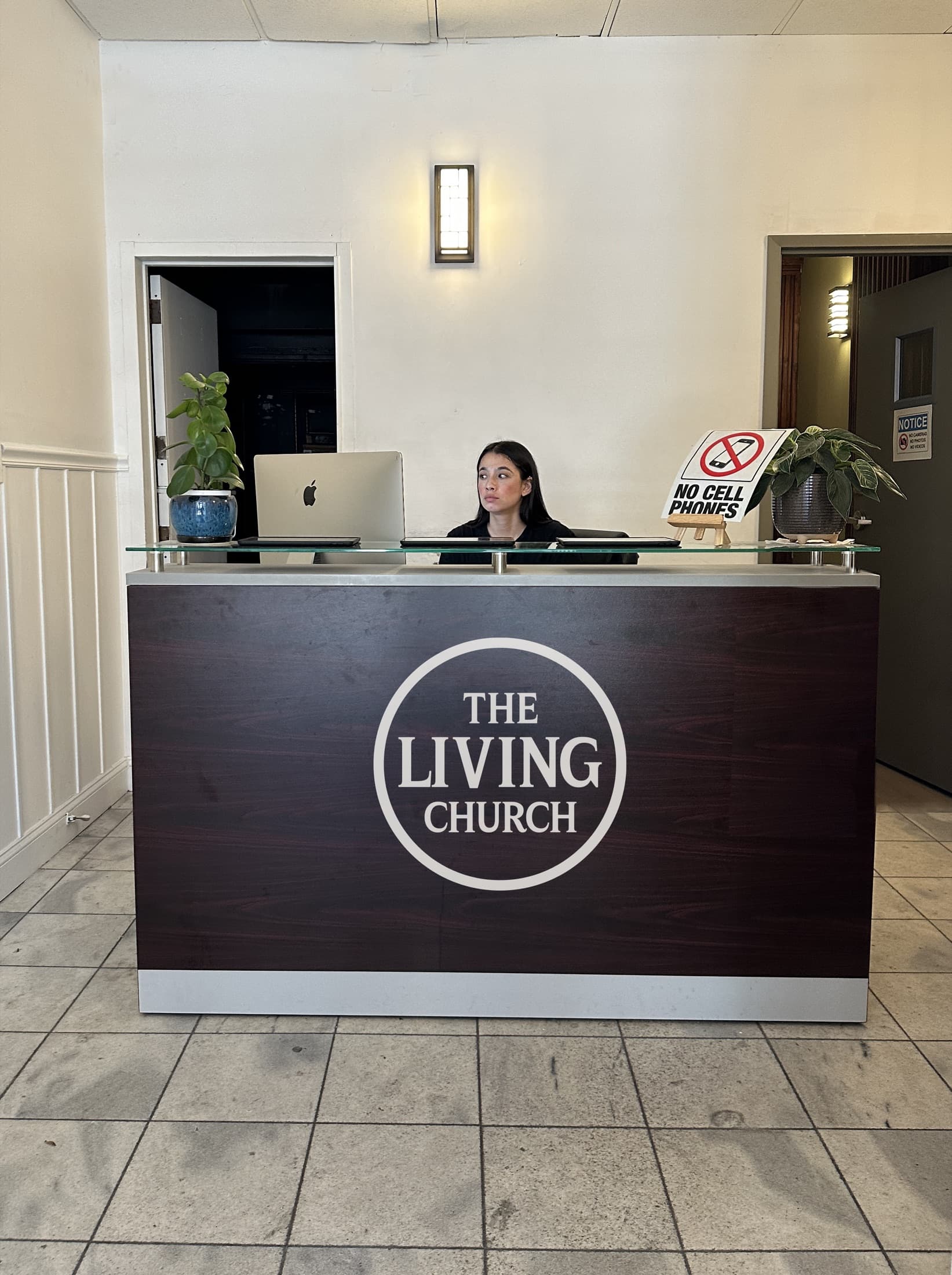 The Living Church front desk and welcome area
