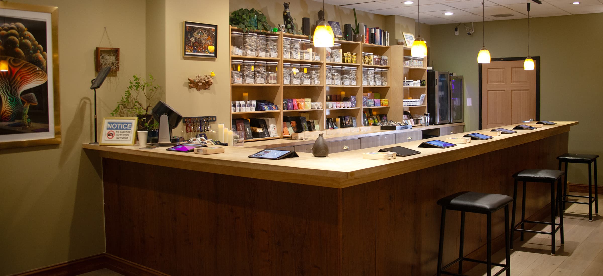 The Living Church front desk and member resource shelves